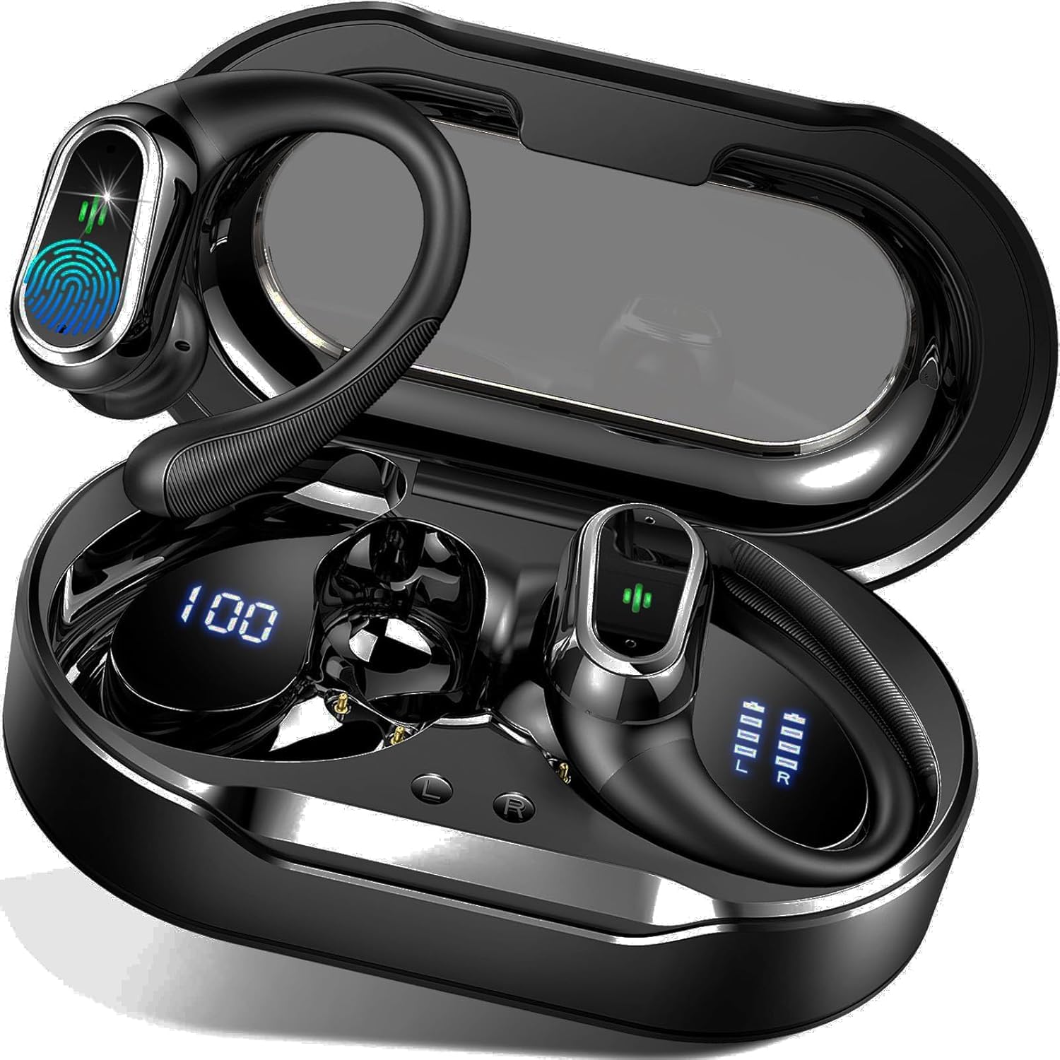 Cuffie Bluetooth Sport, Auricolari Bluetooth 5.3 con ENC Riduzione del Rumore Mic, 50 Ore Cuffie Wireless In Ear con Stereo HiFi, Cuffie Senza Fili IP7 Impermeabili, USB-C, Controllo Touch Display LED
