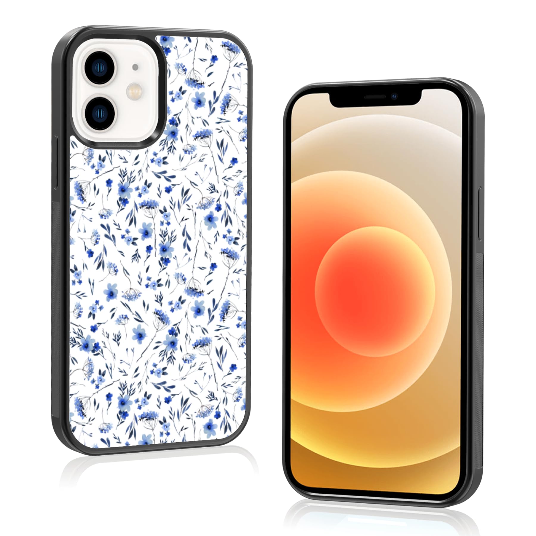 Axulimin Cute Blue Flower Floral Aesthetic Phone Case for iPhone 12 & iPhone 12 Pro Case for Teen Girls Women Kids Girls -6.1Inch