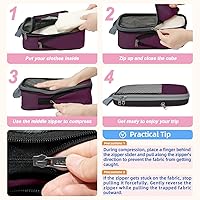 Vista 245 de BAGAIL 4 juegos/6 juegos/8 cubos de compresión para embalaje, accesorios de viaje, organizadores de embalaje expandibles (malla cuadrada, 06-beige)