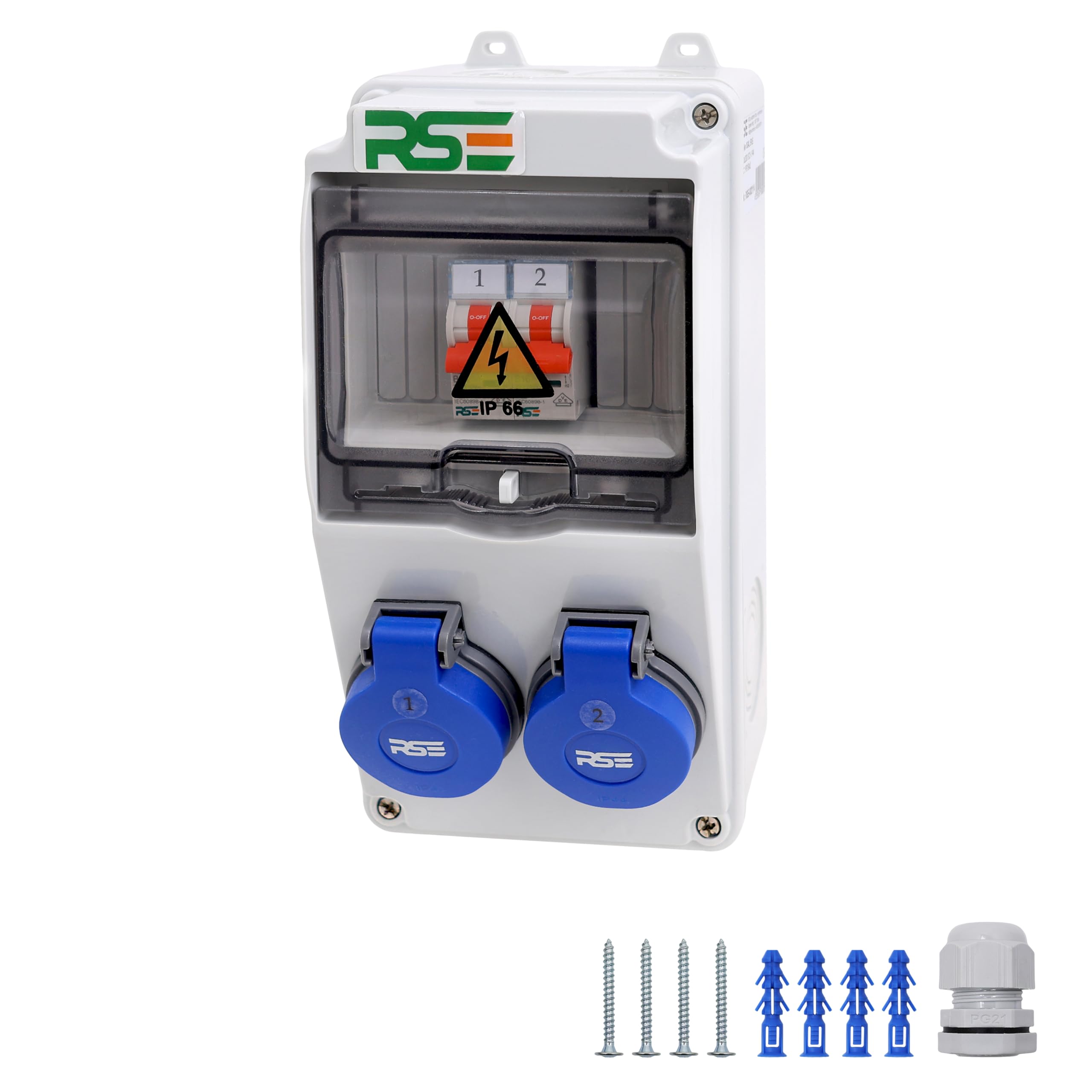 ELS Elektrotechnika Distributore Da Cantiere Distributore Da Parete Vuoto Custodia Vuota Prese Schuko 2x 230V E 2x CEE 16A Per Retrofit Con Dispositivi Modulari, Cablati - Foto 6