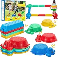 HAPATOYS 12-Piece Turtle Balance Beams & Stepping Stones for Kids Ages 2-6 - Indoor Outdoor Obstacle Course Toddler Play Set