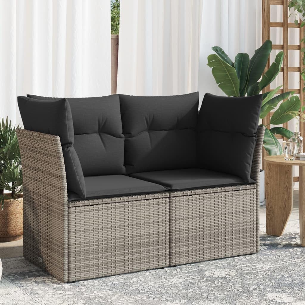 Divano Giardino 2 Posti Festnight - Polyrattan Nero Con Cuscini, 124x68x77 Cm