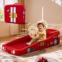 Vamcheer Toddler Travel Bed Foldable Racing Car Style Red 54''x25''x7''