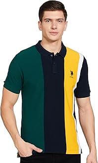 U.S. POLO ASSN.Men's Colour Block Pure Cotton Slim Fit Polo Shirt