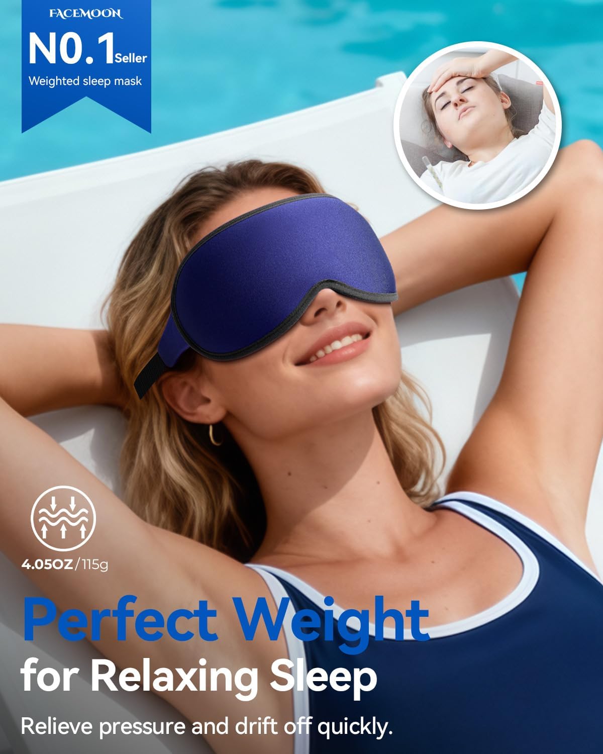 3D Contoured Weighted Eye Mask for Sleeping – Blackout, Lash-Friendly Sleep Mask for Relaxation, Spring Break, Beach Vacation, Summer Hiking Essentials, Washable Memory Foam, Navy Blue 3D Contoured Weighted Eye Mask for Sleeping – Blackout, Lash-Friendly Sleep Mask for Relaxation, Spring Break, Beach Vacation, Summer Hiking Essentials, Washable Memory Foam, Navy Blue