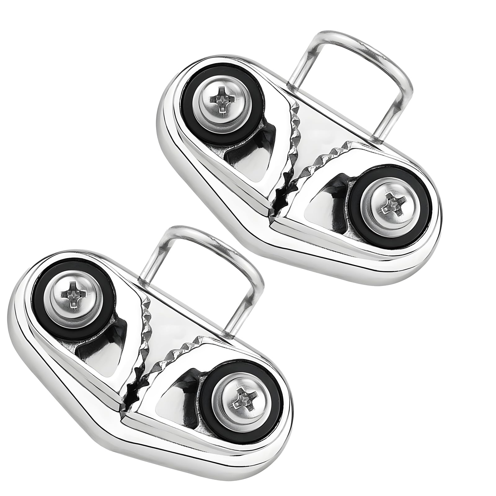 2PCS Cam Cleat, 316 Stainless Steel Rope Cleats Kayak Cleats Rust Proof Leading Ring Fairlead for Boat Canoe Sailing Kayak Sailboat Sailboat Accessories