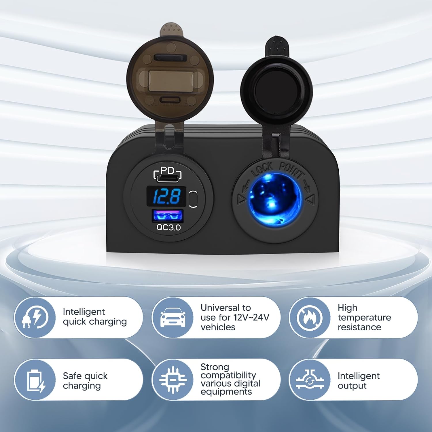 BlueFire Car Cigarette Lighter Splitter with USB Fast Charger image 3
