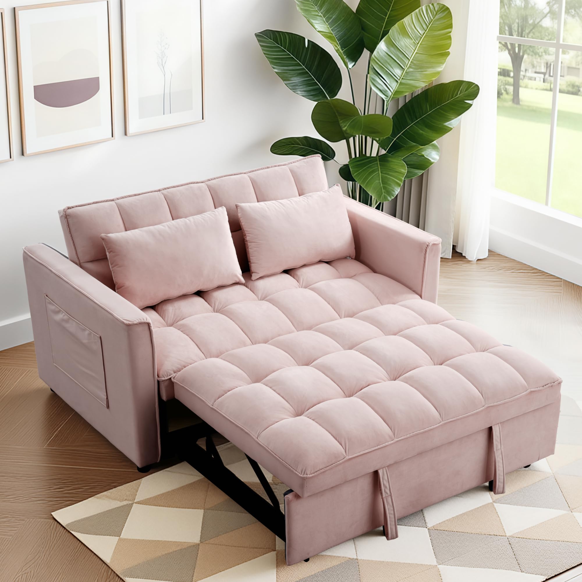 FLEXISPOT XCT4 Pull Out Couch for Small Spaces, 3-in-1 Convertible Loveseat Sofa Bed with Adjustable Backrest, Compact Futon Sofa Bed Twin Sleeper