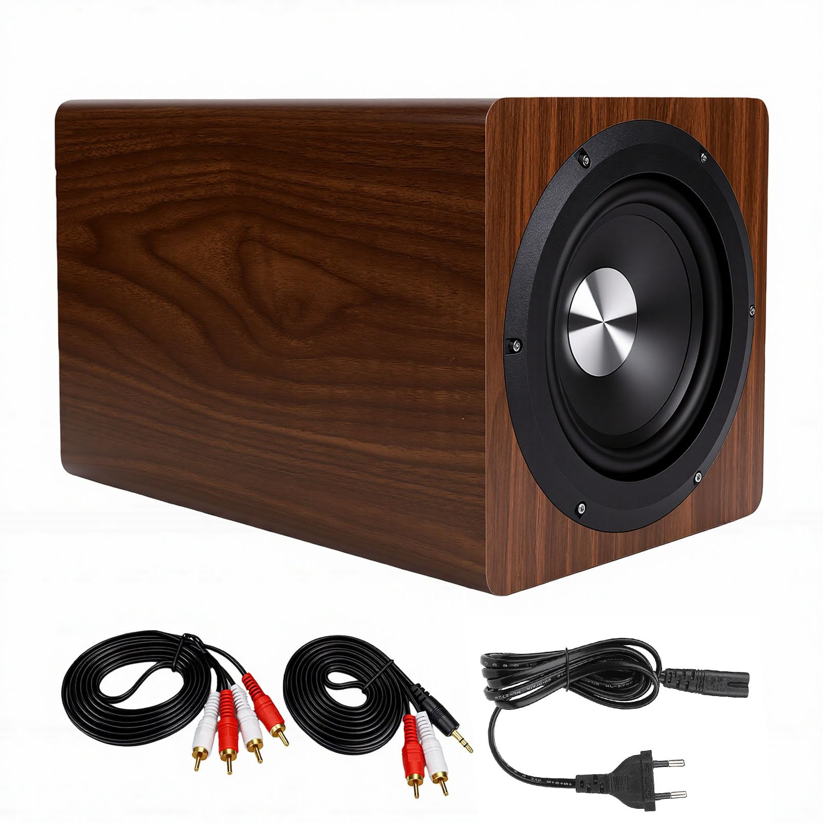 Fockety Subwoofer Alimentato da 6,5" e 100 W per Uso Domestico, Subwoofer Attivo Ad Alte Prestazioni, Altoparlante per Bassi Profondi di Facile Configurazione per Home Theater (Spina europea 220 V)