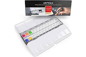 ARTEZA Empty Watercolor Palette with 24 Customizable Half Pans
