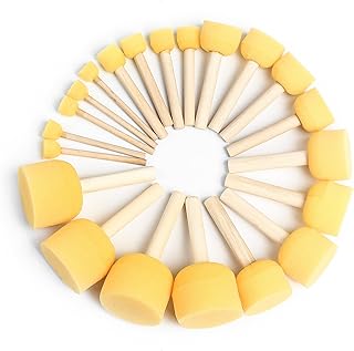 25 STK Schwammstupf Pinsel Set, Schwammpinsel, Schaumstoffpinsel, Schaumpinsel, Pinselset Schaumstoff, Runde Schwämme Tupf...