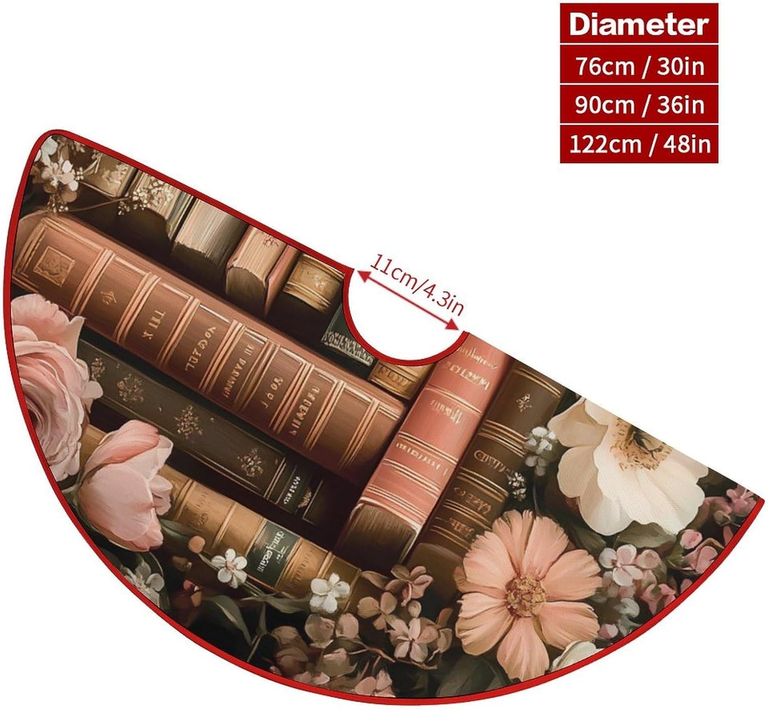 Book Flower Christmas Tree Skirt Ornaments Christmas Tree Mat for Home Party Holiday Decorations