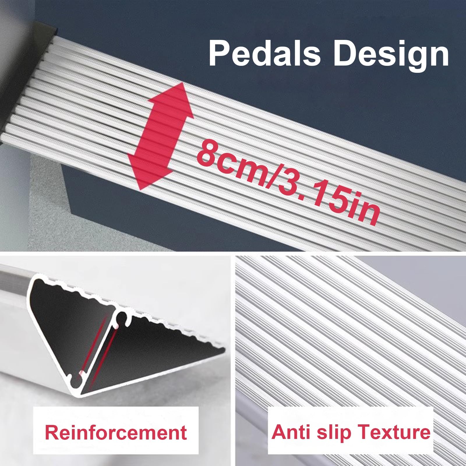 Scala in alluminio resistente con ganci staccabili e pedali antiscivolo per accesso sicuro al bagagliaio e al rimorchio