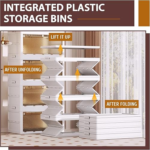 Miniatura 3 de QudraKast Contenedores de almacenamiento de plástico apilables de 5 niveles, contenedores de almacenamiento apilables de 23 cuartos de galón,