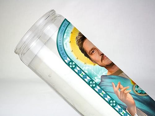 Miniatura 2 de Vela de oración de celebridades de San Pedro Pascal sin perfume, votiva de cristal de 8 pulgadas, 100% hecha a mano en Estados Unidos, idea de