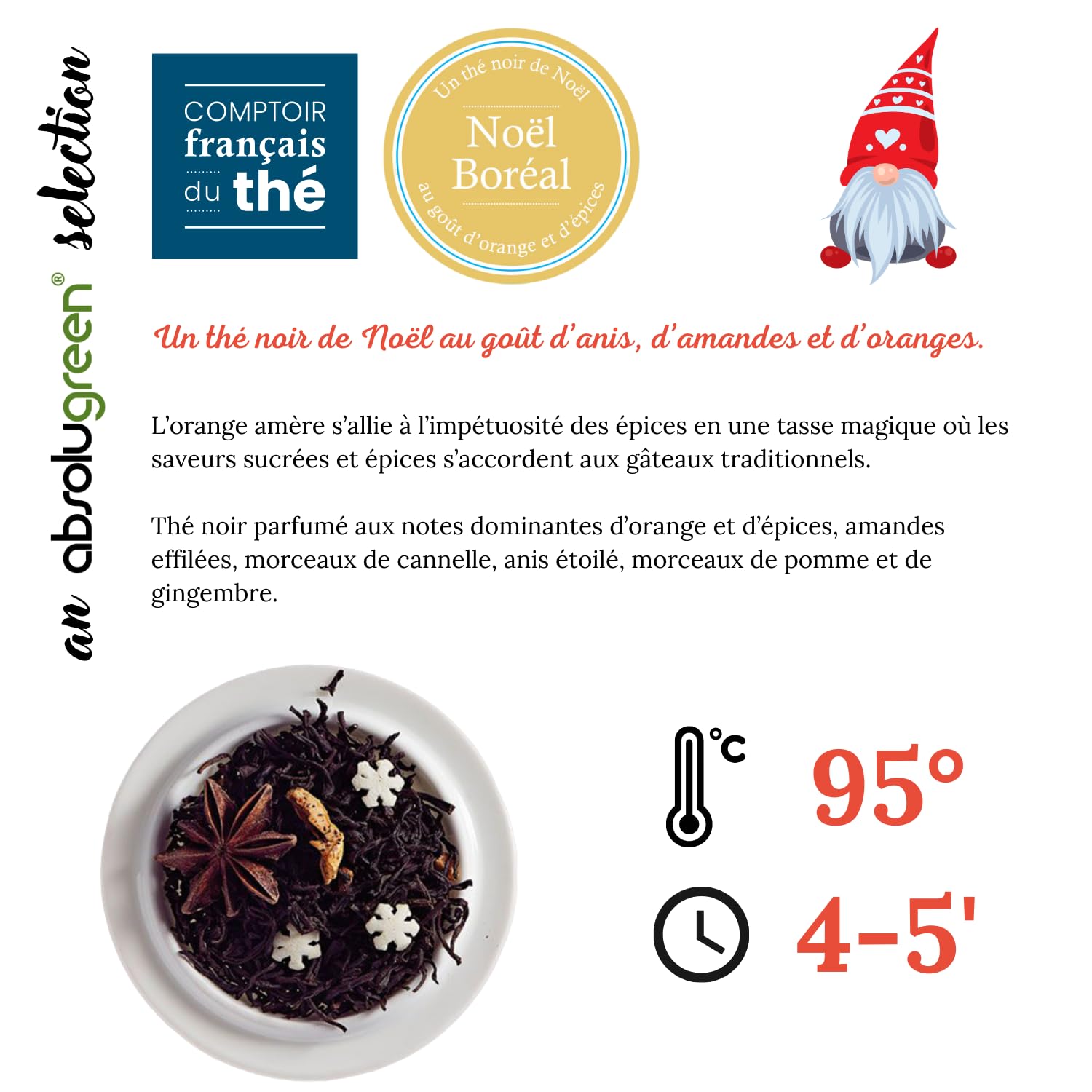 Coffret de Noël – Comptoir Français du Thé – 5 Thés Gourmands et Festifs en Pochettes de 20g – Coffret Cadeau Blanc Édition Limitée