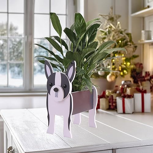 Miniatura 3 de Gochoi Boston Terrier Regalos para mujeres maceta para perros Boston Terrier macetas para perros para decoración de jardín al aire libre soporte