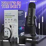 ZealSound Podcast Microphone for PC, Noise Cancellation USB Mic with Gain, Volume Adjustment & Mute Button, Monitoring & Echo, for YouTube, TikTok, Podcasting, Streaming, iPhone, iPad, Android, Mac