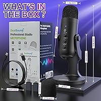 Vista 7 de ZealSound Micrófono de podcast para PC, micrófono USB con cancelación de ruido con ganancia, ajuste de volumen y botón de silencio, monitoreo y eco