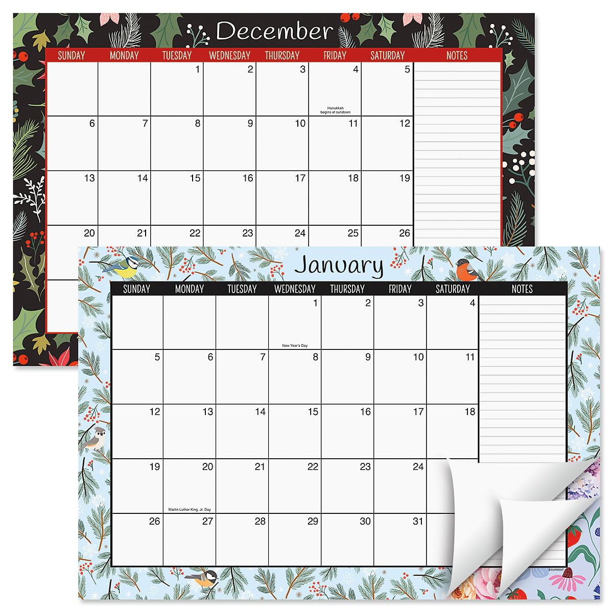 2025-2026 Four Seasons Desk Calendar Pad, 11-Inch x 16-1/4-Inch Size, Large 24-Month Bookstore-Quality Calendars for Kitchen & Office, by Current