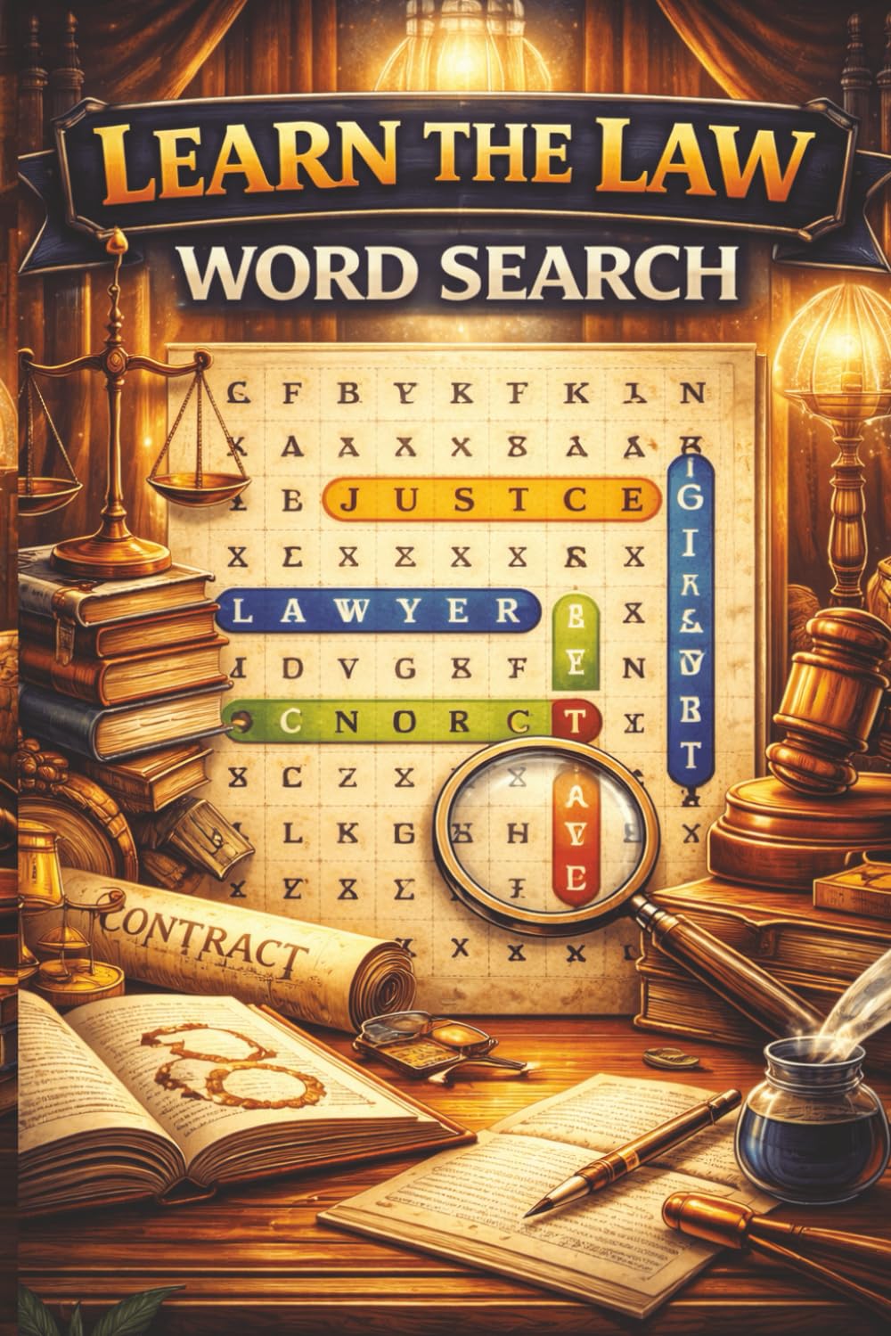 Learn the Law Word Search: Legal-Themed Word Search Puzzles Featuring Justice, Lawyers, Courts, Contracts, and Law Terminology for Teens and Adults