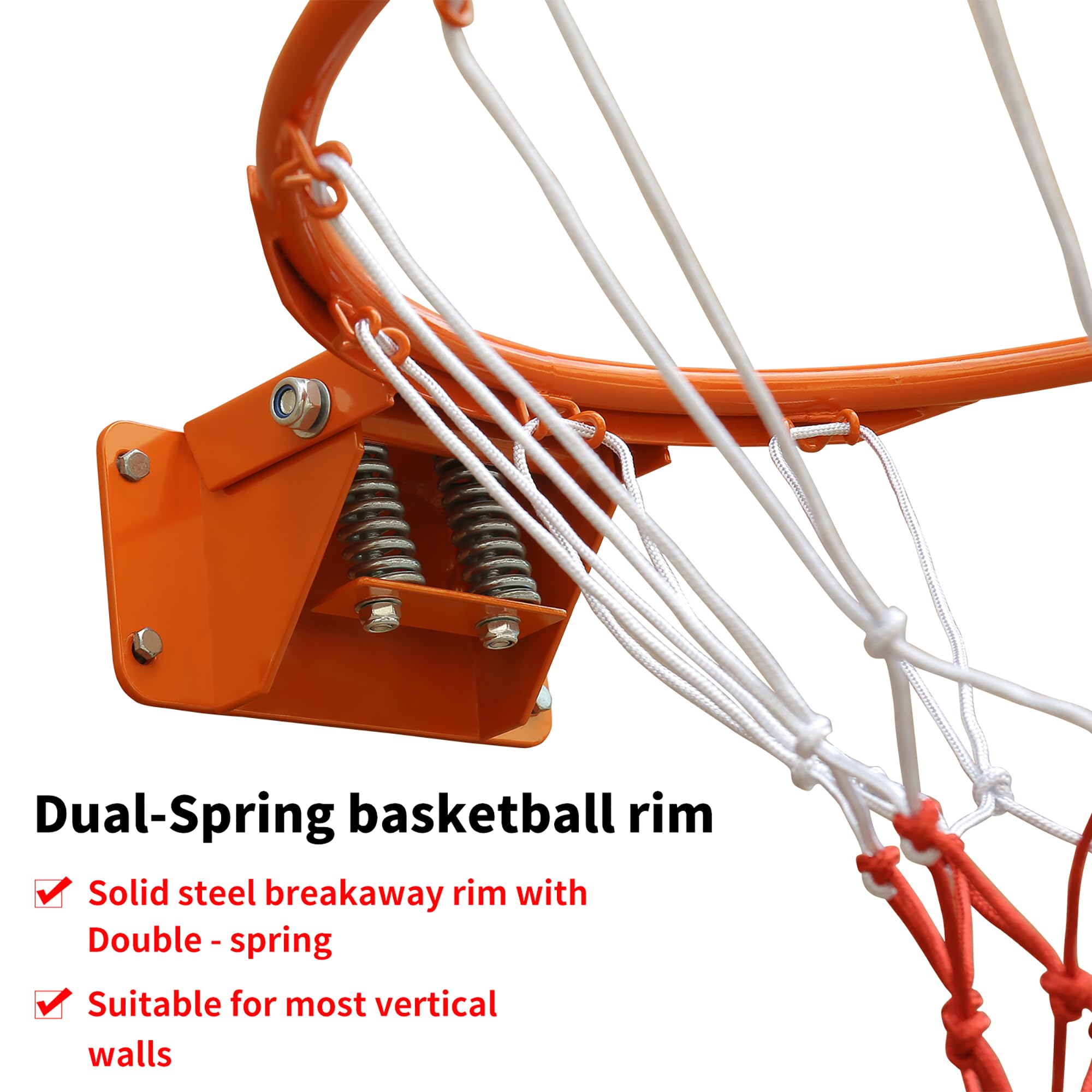 Aro de Baloncesto de Hierro con Red, Exterior e Interior, Naranja, 45cm