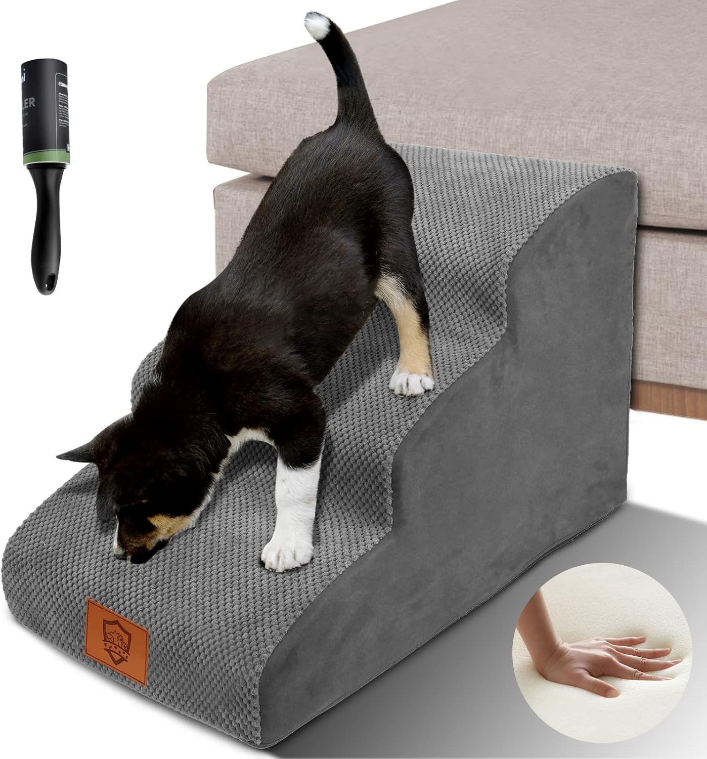 ZNM Pet Stairs, 3Steps NonSlip Dog Steps for Sofa and Bed, High