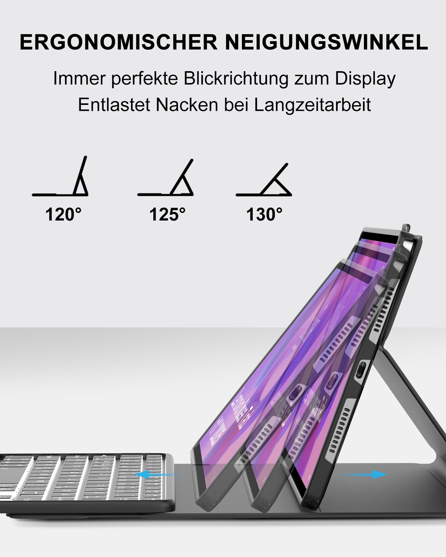 Für Lenovo Idea Tab 11" Hülle mit Touchpad & Beleuchtung QWERTZ | Mit 7-Farben Beleuchtung & Touchpad - Premium für Produktivität, Für Lenovo Idea Tab 11 Hülle mit Tastatur Schwarz