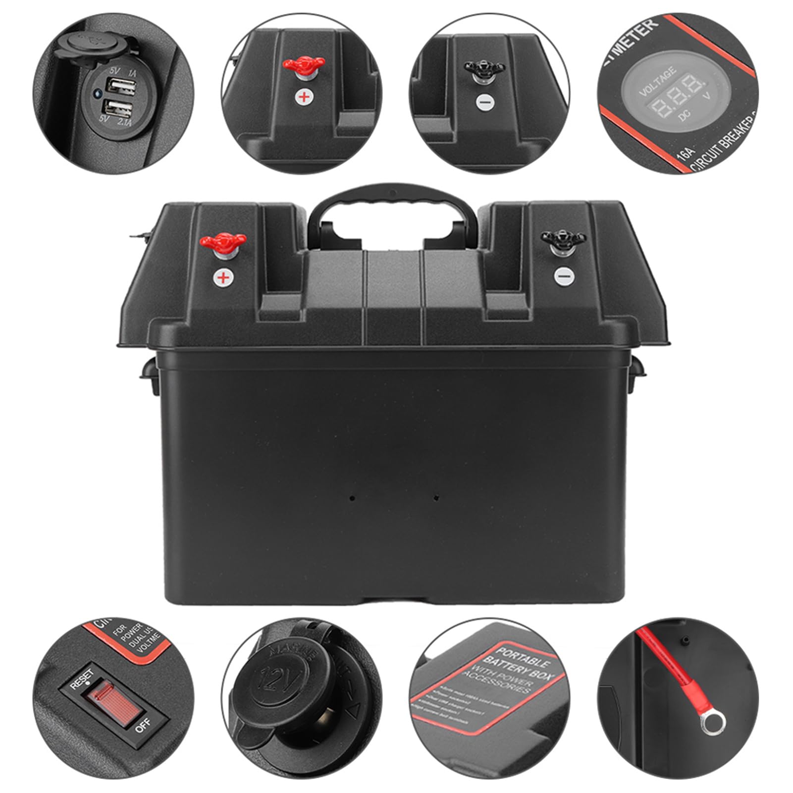 KIMISS Ładowarka Samochodowa USB z Woltomierzem do łodzi Samochodowej RV + Wielofunkcyjny Inteligentny Pojemnik na Baterie 12 V + Port Szybkiego ładowania 3.0 i PD USB C