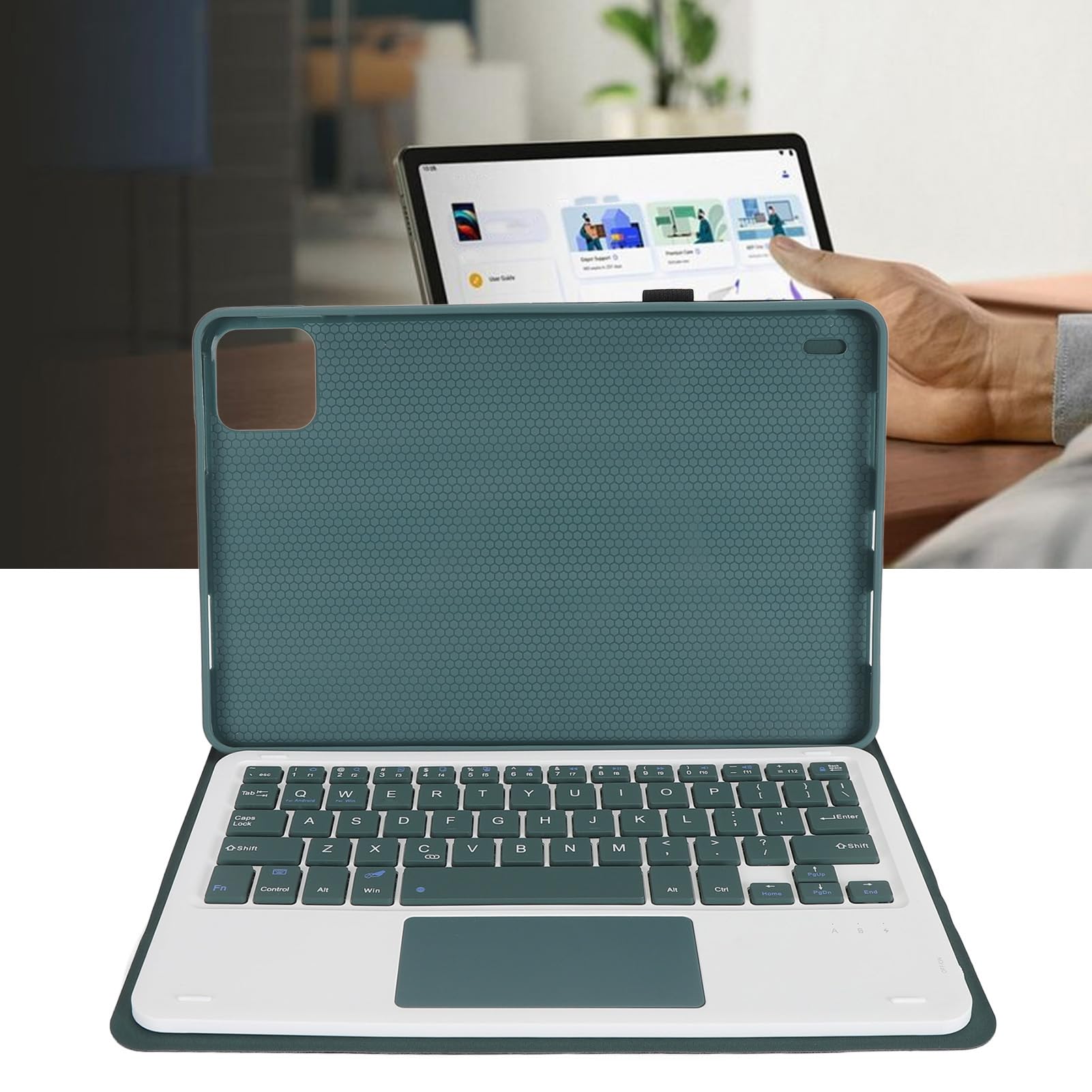 Etui klawiatury dla Pad 6 Pro 11 -calowy 2023 Model PU skórzany pokrywę z magnetycznym wyjmowanym bezprzewodowym klawiaturą Bluetooth i multi touch touchpad (Ciemnozielony)
