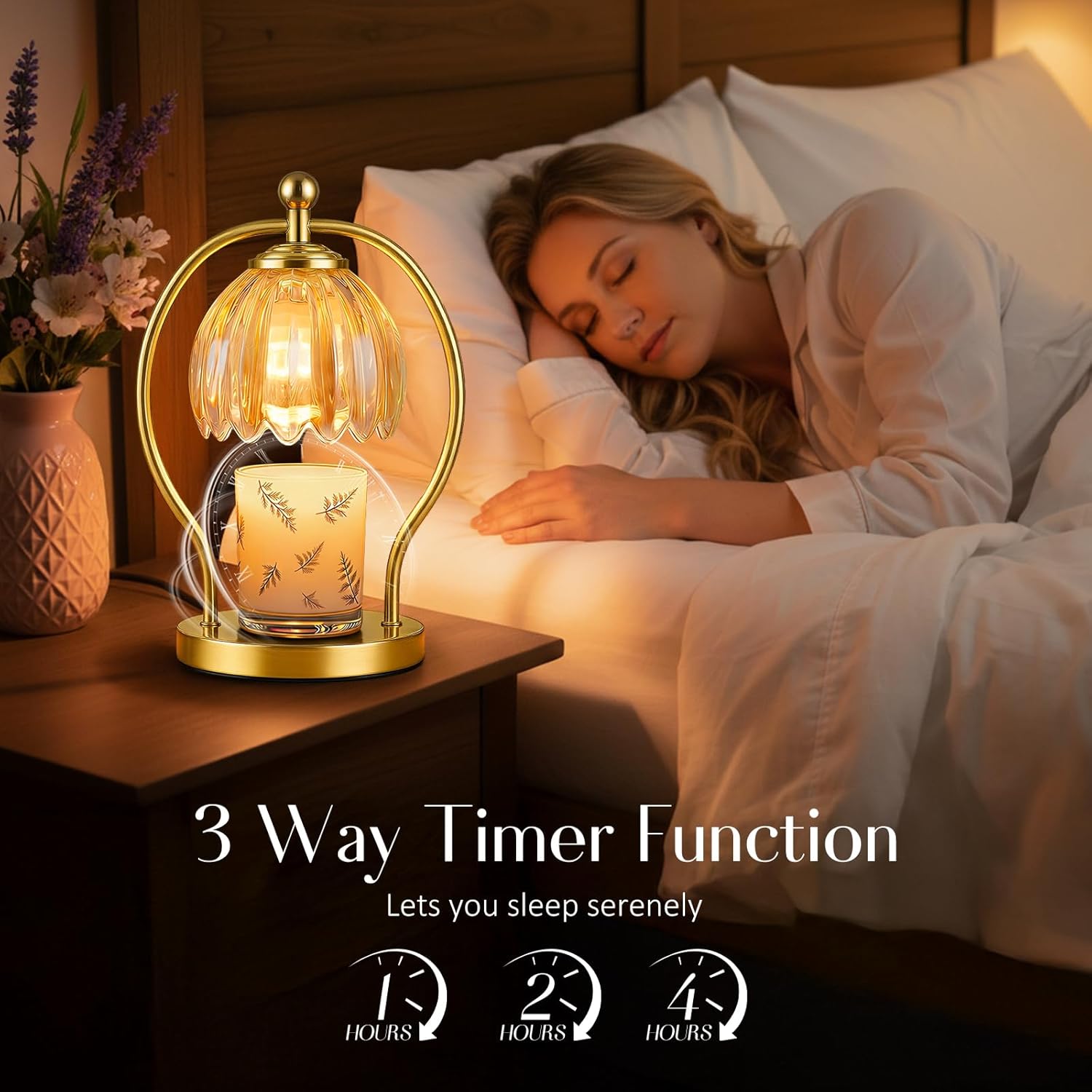 COTTHOS Candle Warmer Lamp, Dimmable Candle Warmer with Timer, Vintage Candles Wax Warmers for Jar Candles Christmas Birthday Gifts for Women Mom, Home Decor for Bedroom Living Room, Gold Amber