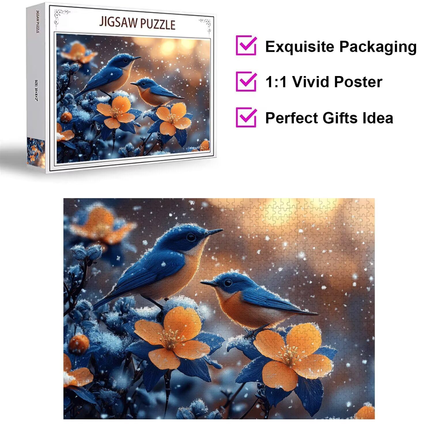 Puzzle 2000 Pieces Moineau Puzzle Adulte 99x70cm, Hiver, n-464
