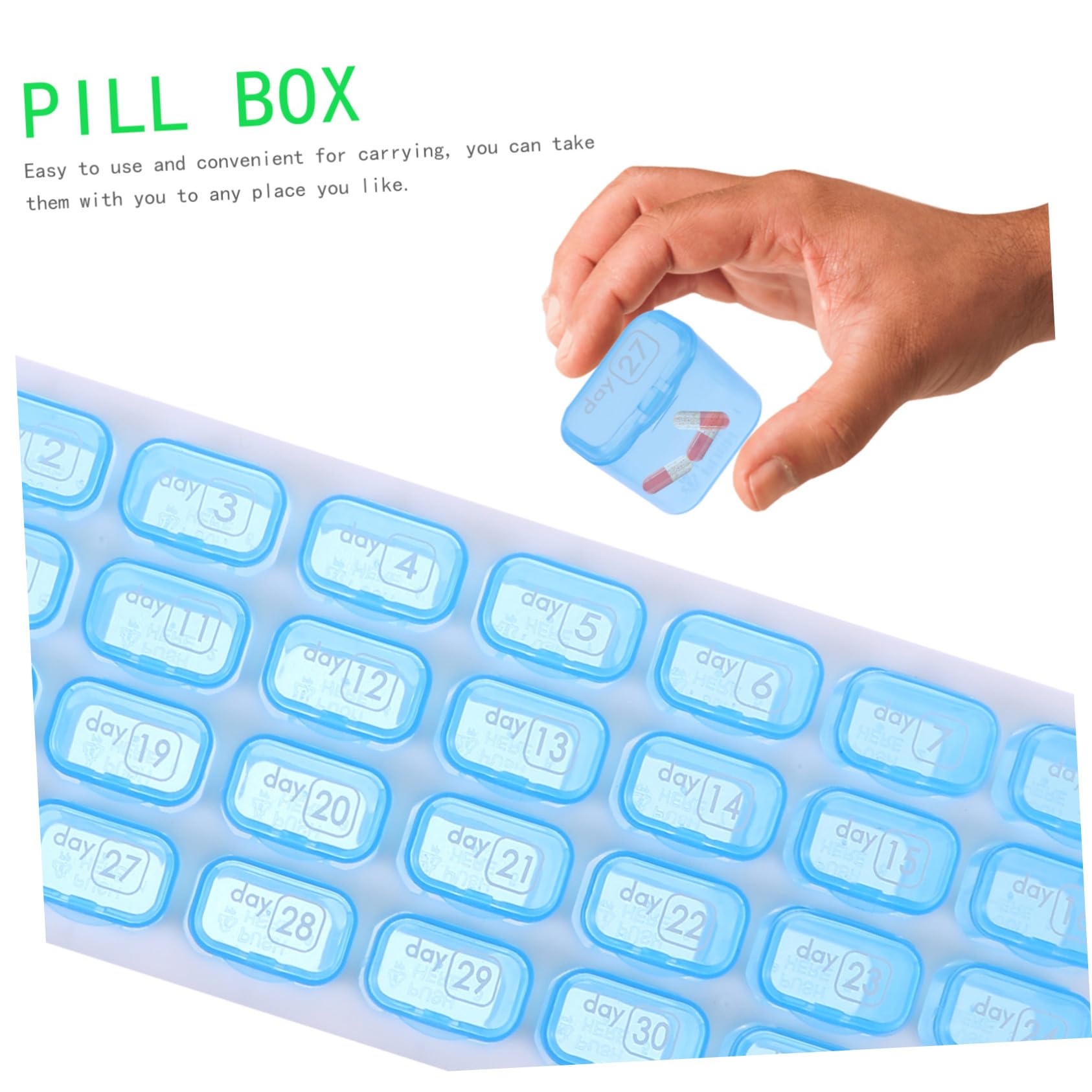 Tragbare Medikamentenbox 2 Stück Dicht Schließend Abs Material mit 31 Fächern Zufällige Farbe für Monatliche Pillenaufbewahrung und Reisen