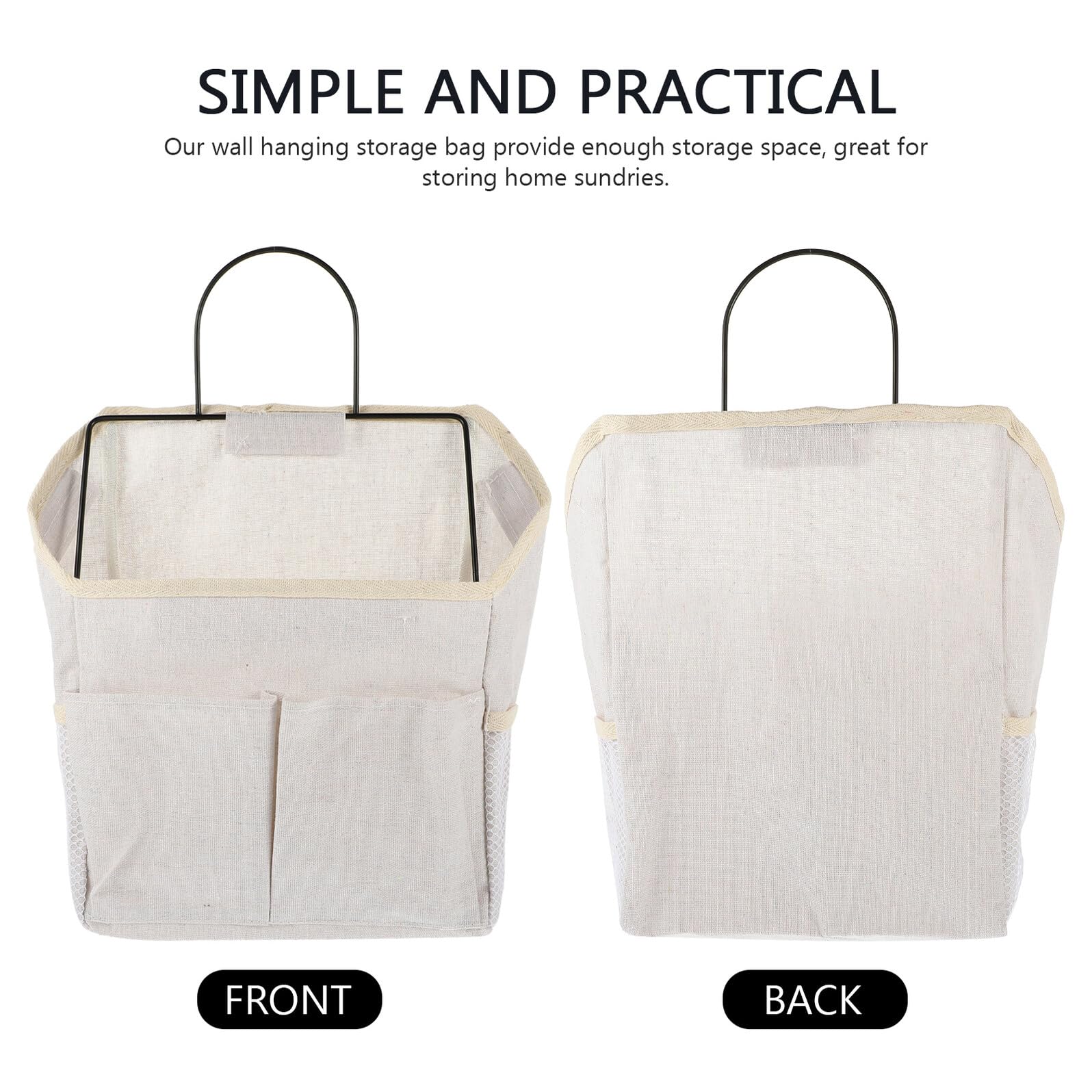 Organizador de Puerta de Armario 2piezas Beige de Lona Estructura de Hierro, Bolsa para Colgar Pared sin Taladro, Adecuado para Organizar Artículos del Hogar