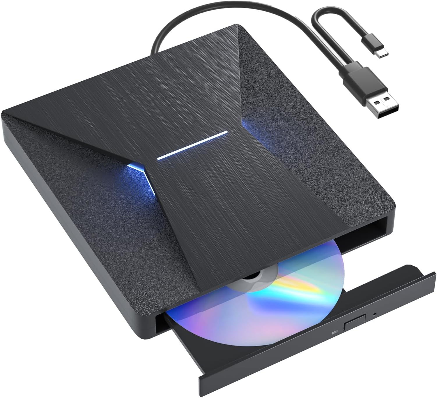 External Bluray DVD Drive, MthsTec USB 3.0 and Type-C Blu-Ray DVD Burner 3D Slim Optical Bluray CD DVD Drive Compatible with Windows XP/7/8/10, MacOS, Linux for MacBook, Laptop, Desktop
