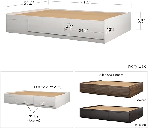 Miniatura 2 de Ameriwood Home Cama de plataforma completa con cajones, roble marfil