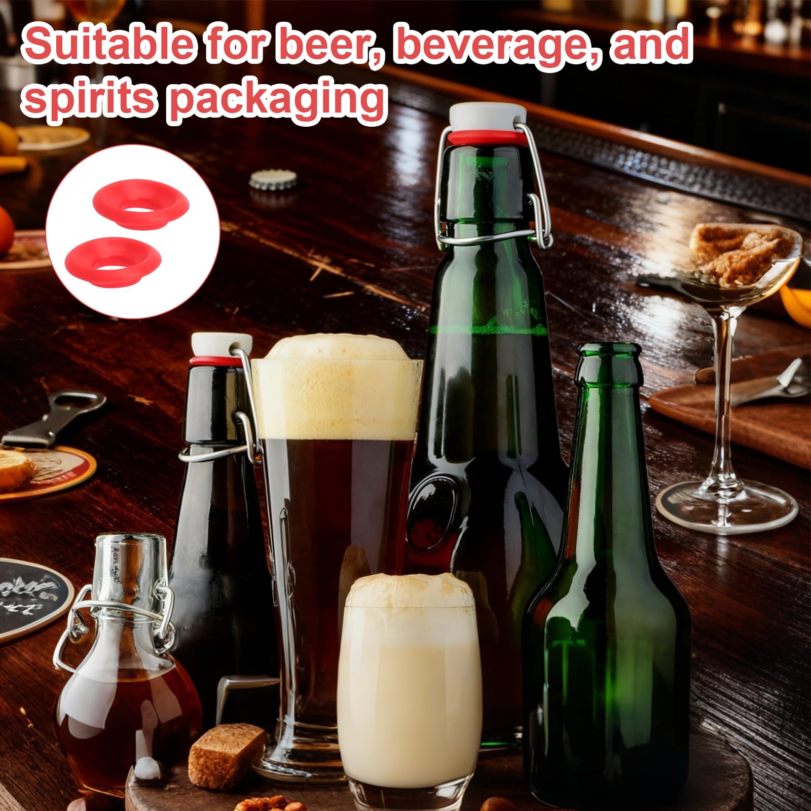 40 Piezas Juntas de Silicona para Botellas Anillos de Sellado para Botellas Vidrio Reutilizables Junta Alimentaria para Botella Cerveza Casera Flip Top Cierre Palanca sin Fugas Accesorios Swing Top