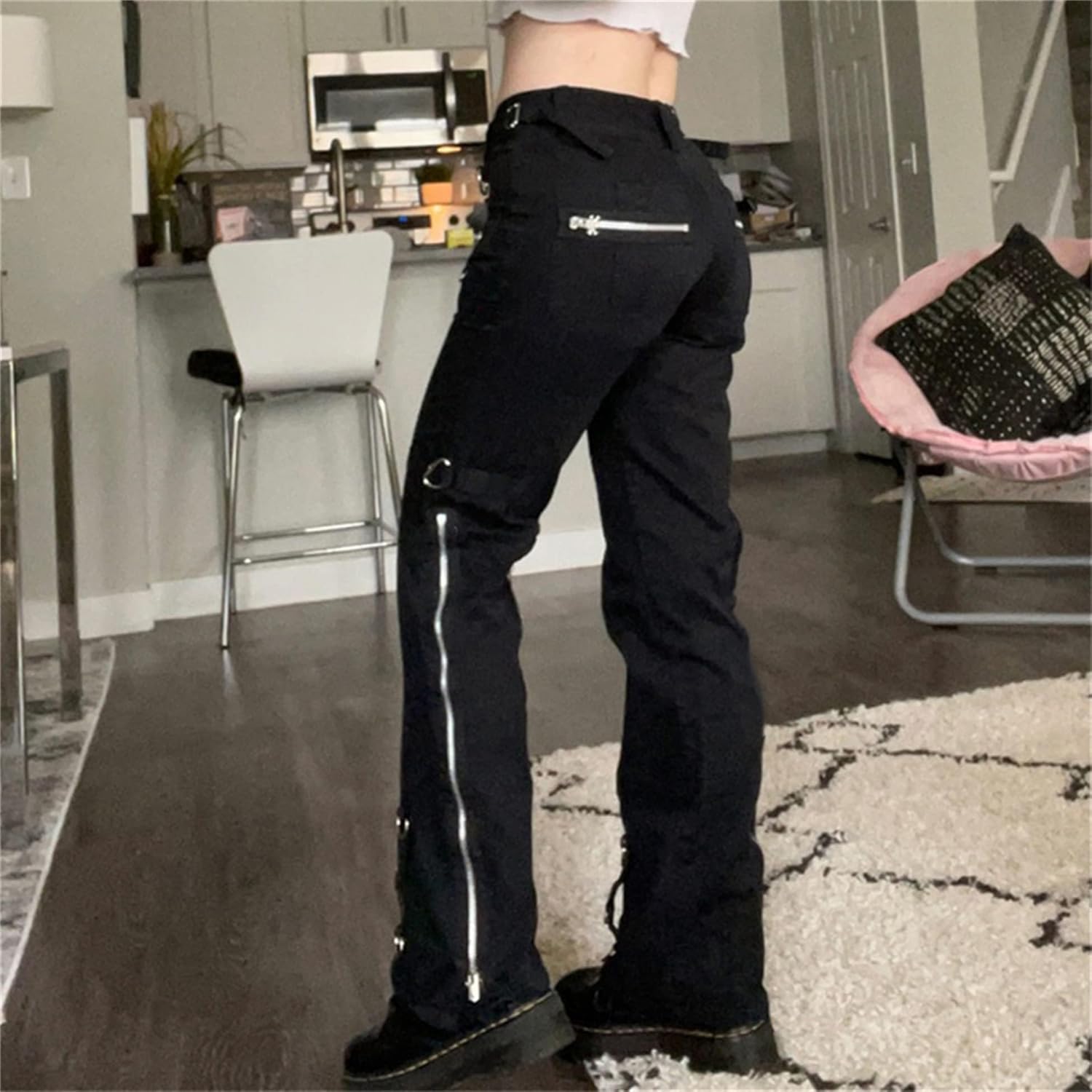 ENFUSO Punk Y2k Grunge Low Waist Emo Jeans Mall Gothic Women Black Patchwork Electro Pants Fashion Streetwear Alt Clothes - Image 2