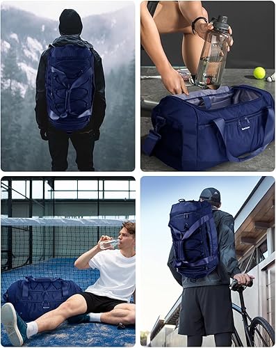Miniatura 9 de Sportsnew Bolsa de gimnasio para mujeres y hombres con compartimento para zapatos, bolsillo húmedo, bolsa de lona para hombre para viajes con