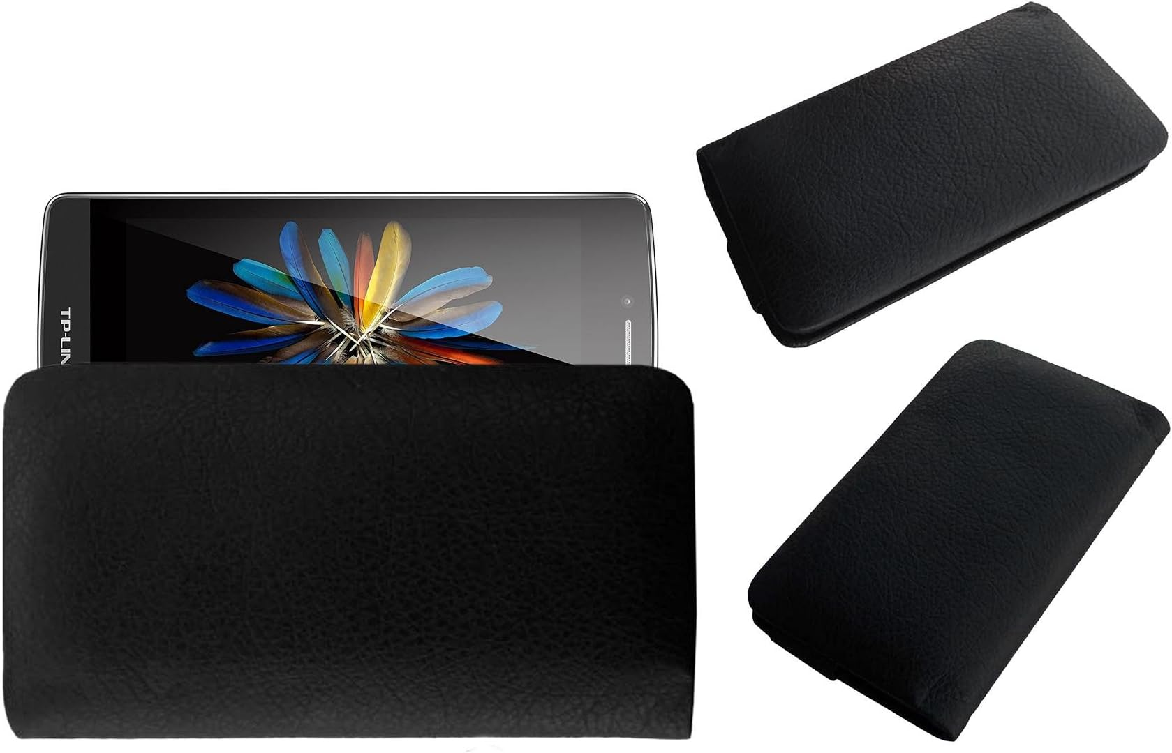 ACM Rich Soft Handpouch Carry Case Compatible with Neffos C5 T9701a14in Mobile Leather Cover Black