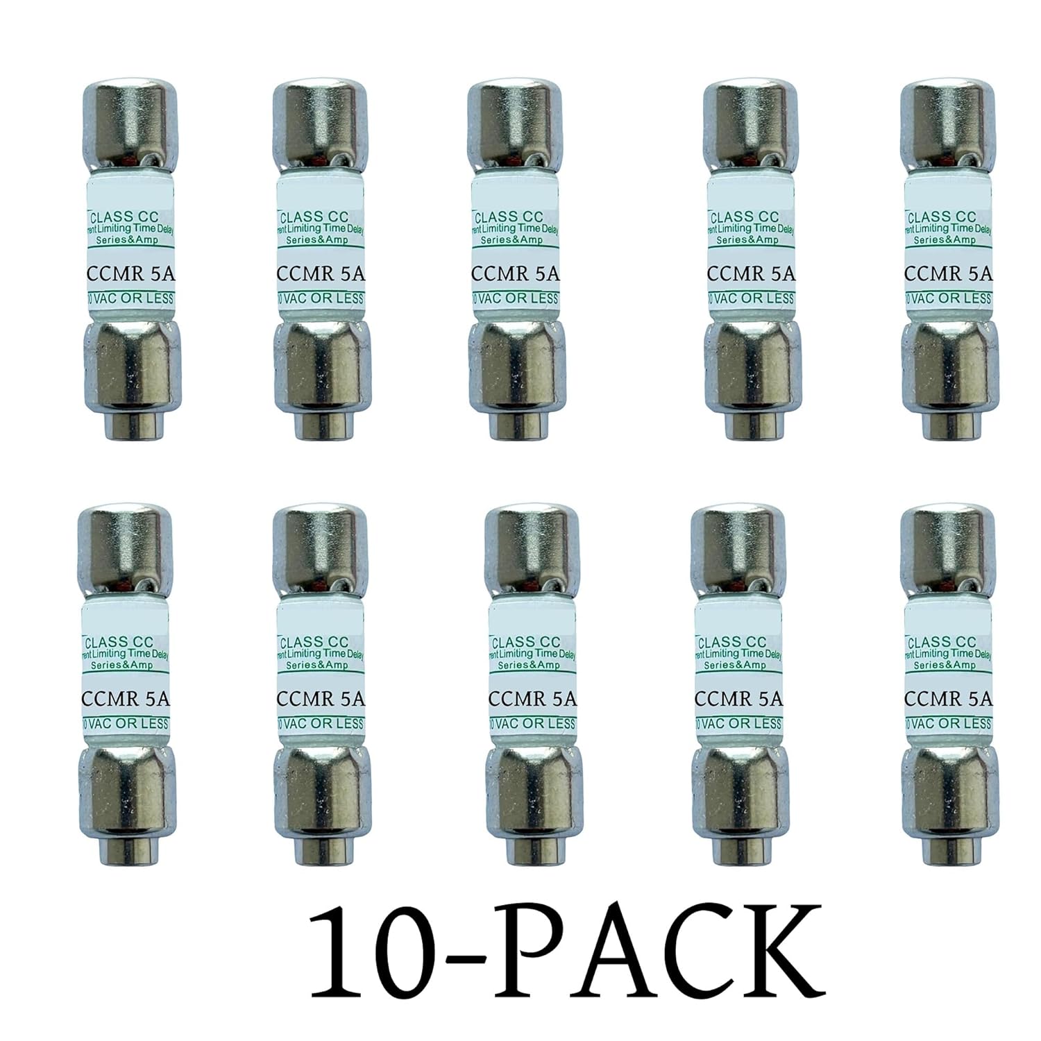 10-Pack New CCMR-5 CCMR 5A CCMR005 CCMR-5A 600Vac Time Delay Fuse，CCMR-5A Current Limiting Class CC Rejection Cartridge Fuses