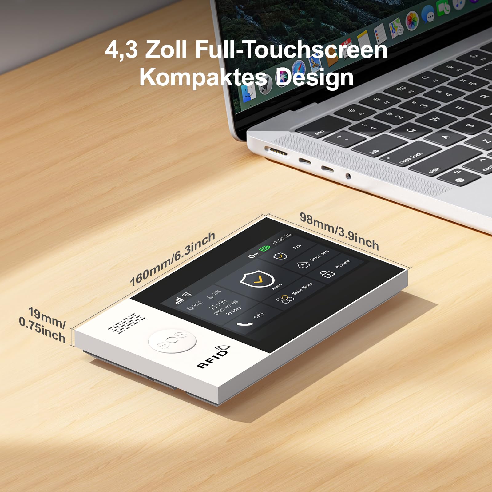 LWOHSI Haus Alarmanlage,WLAN+4G Sicherheitssystem mit 4,3” Touchscreen,DIY Tür-/Fenstersensoren, Bewegungsmelder,App-Echtzeitbenachrichtigungen,kompatibel mit Alexa und Google