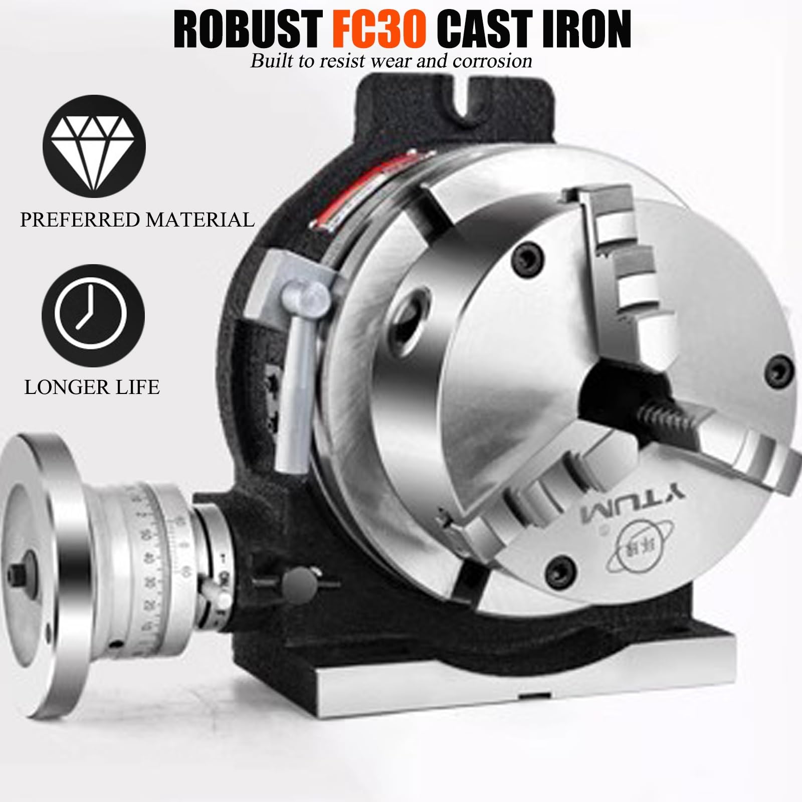 Fresado de precisión de 4 Pulgadas / 110 mm con Mandril de Tres mordazas de 3 Pulgadas / 80 mm, Mesa rotativa para Las Herramientas de indexación en ingeniería de fresado