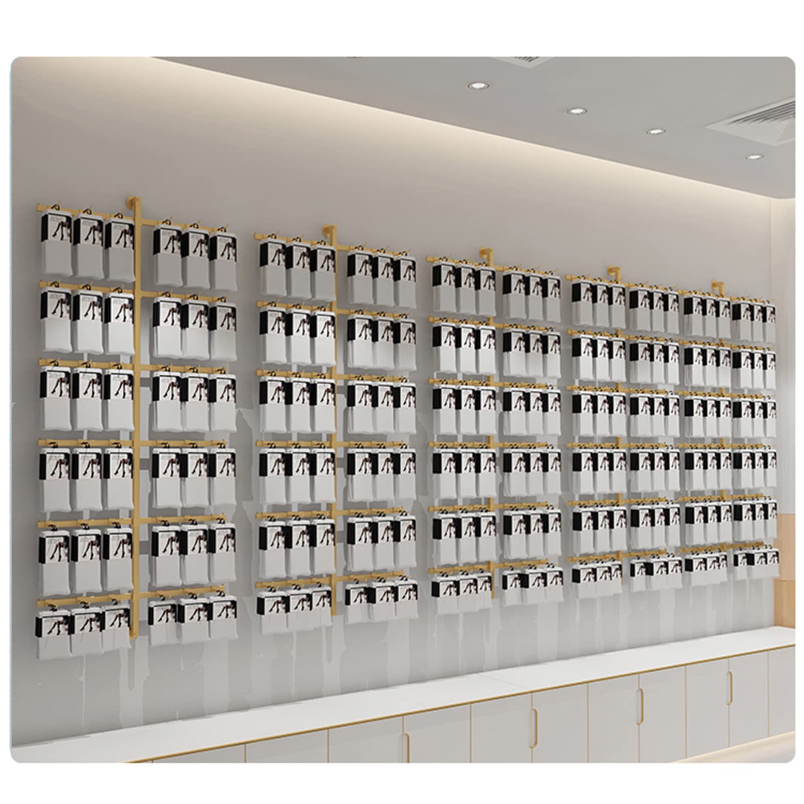 An der Wand montierter Schmuck- und Socken-Organizer-Ausstellungsständer mit abnehmbaren Haken, platzsparendes Unterwäscheregal für die Ausstellung in Boutiquen (schwarz, 40 x 120