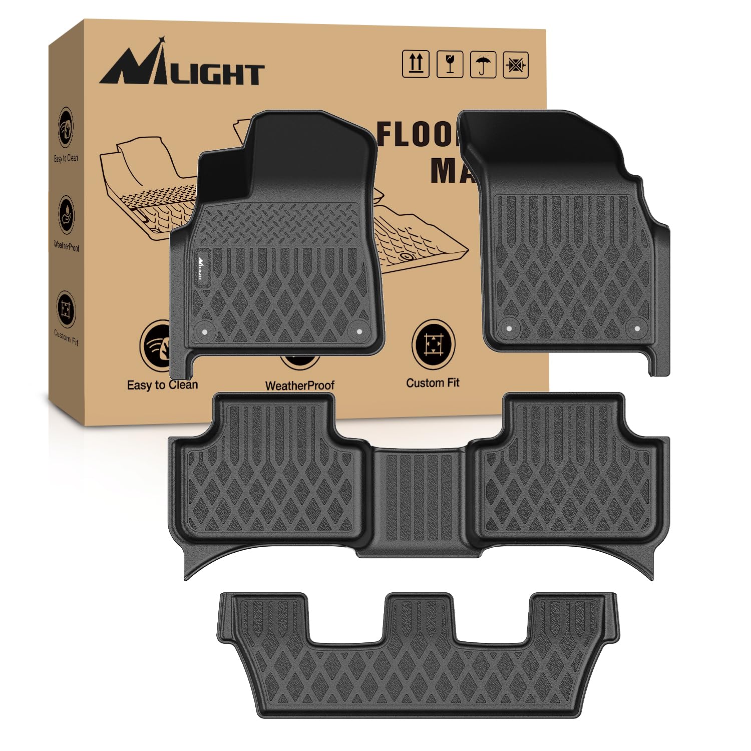 Nilight TPE Floor Mats for Audi Q7 SQ7 2017-2026,Audi Q8 2019 2020 2021 2022 2023 2024 2025 2026 All Weather Custom Fit Heavy Duty Floor Liners