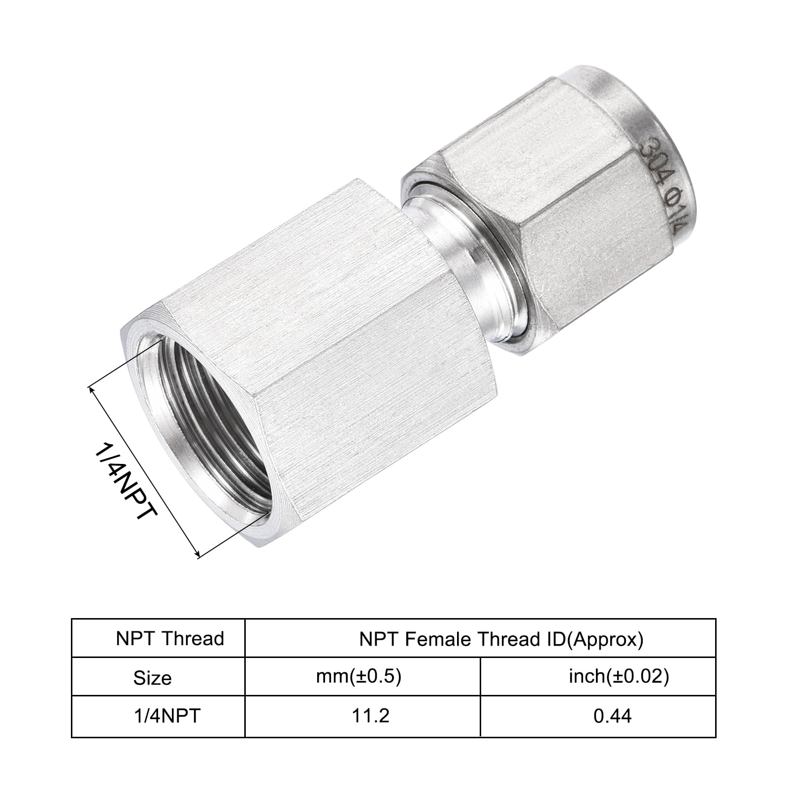 YOKIVE 2 Pcs Compression Tube Fitting, 1/4NPT Female Thread x 1/4" Tube OD Straight Coupling Adapter - Image 3