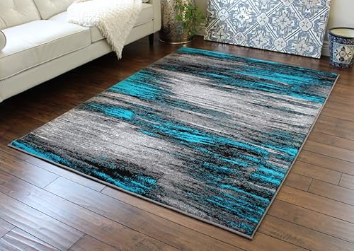 Masada Rugs - Alfombra moderna contemporánea color grisnegro