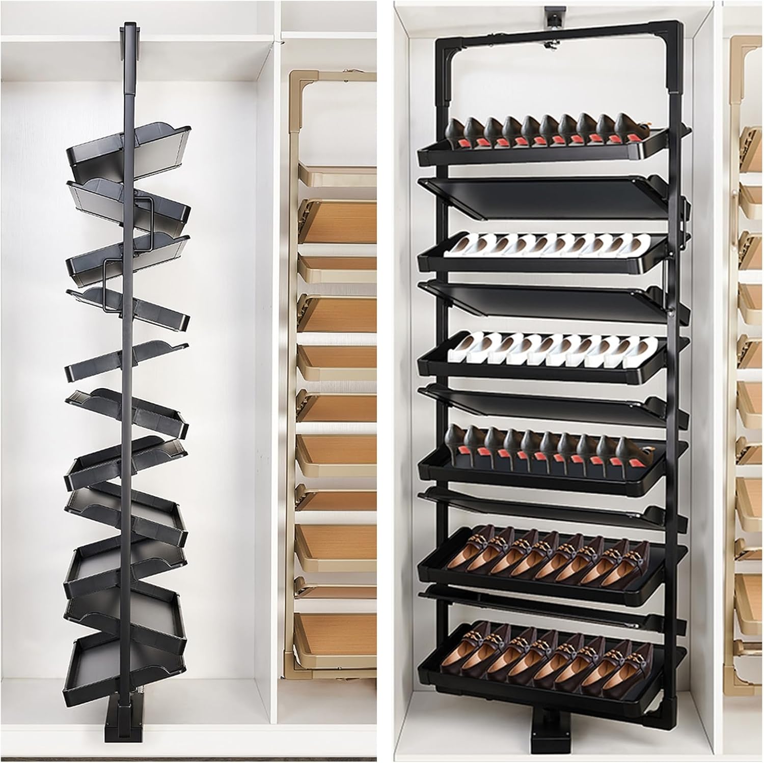 Shoe Storage Cabinet Cabinets Hallway Slim Cupboard Cupboards Hallways Slimline，360° Rotating Pull-Out Shoe Rack,Household Aluminum Alloy Shoe Rack,Multi-Layer Storage Shelf,Height Adjustabl