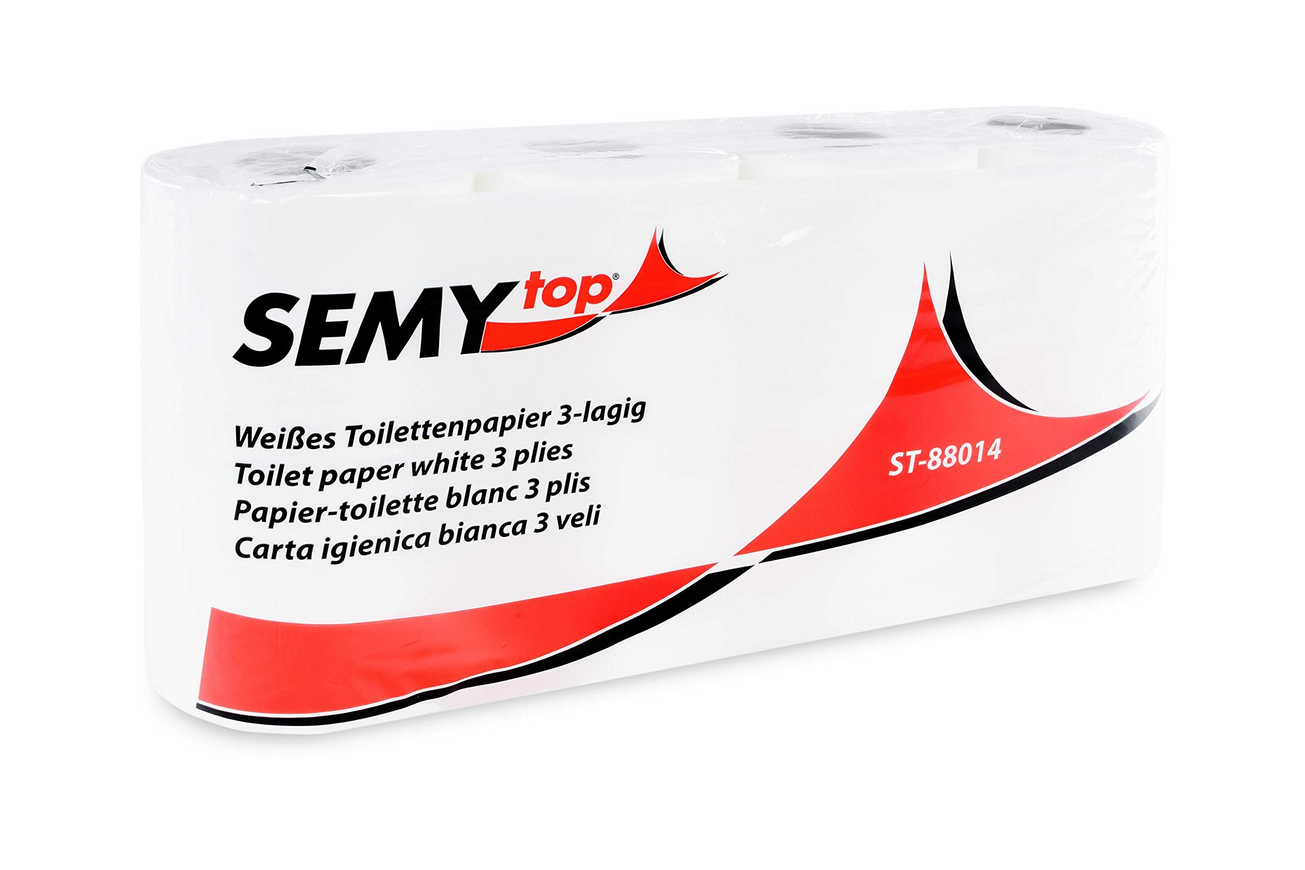 Semy Top 3-warstwowy jasny biały papier toaletowy 250 arkuszy (po 7 paczek po 8 rolkach)
