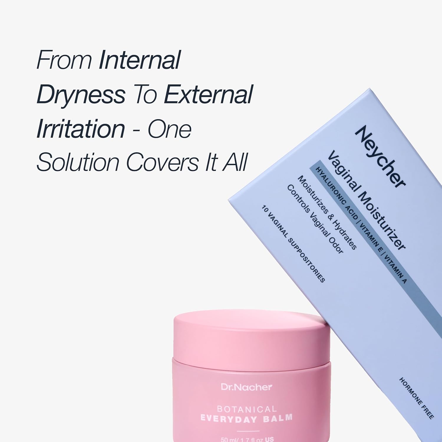 Moisture Duo Bundle: 10 MG Hyaluronic Acid Vaginal Suppositories with Vitamin E, Vitamin A + Botanical Balm for Vulvar Dryness and discomfort. Lavender Scent. Suitable for menopausal Dryness.